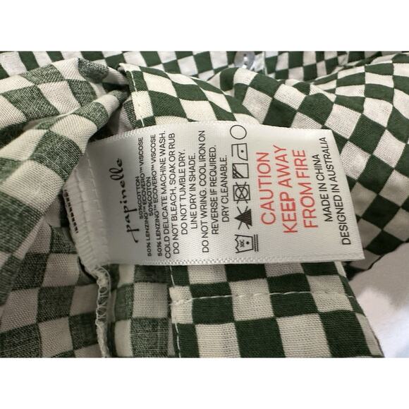 Papinelle Anais Checked Pajama Top Size M green and white biodegradable - Picture 7 of 8
